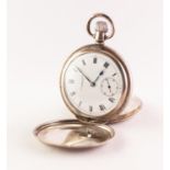 A SILVER HUNTER POCKET WATCH, THOS RUSSELL & SON, LIVERPOOL 10 jewel movement signed and numbered
