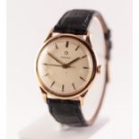 A 1960S GENTS 9CT GOLD CASED OMEGA AUTOMATIC WRISTWATCH 17 jewel signed movement, numbered 20140493,