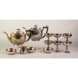 SET OF SIX ELECTROPLATED SUNDAE DISHES on tall vine embossed spiral stems and a plain circular foot,