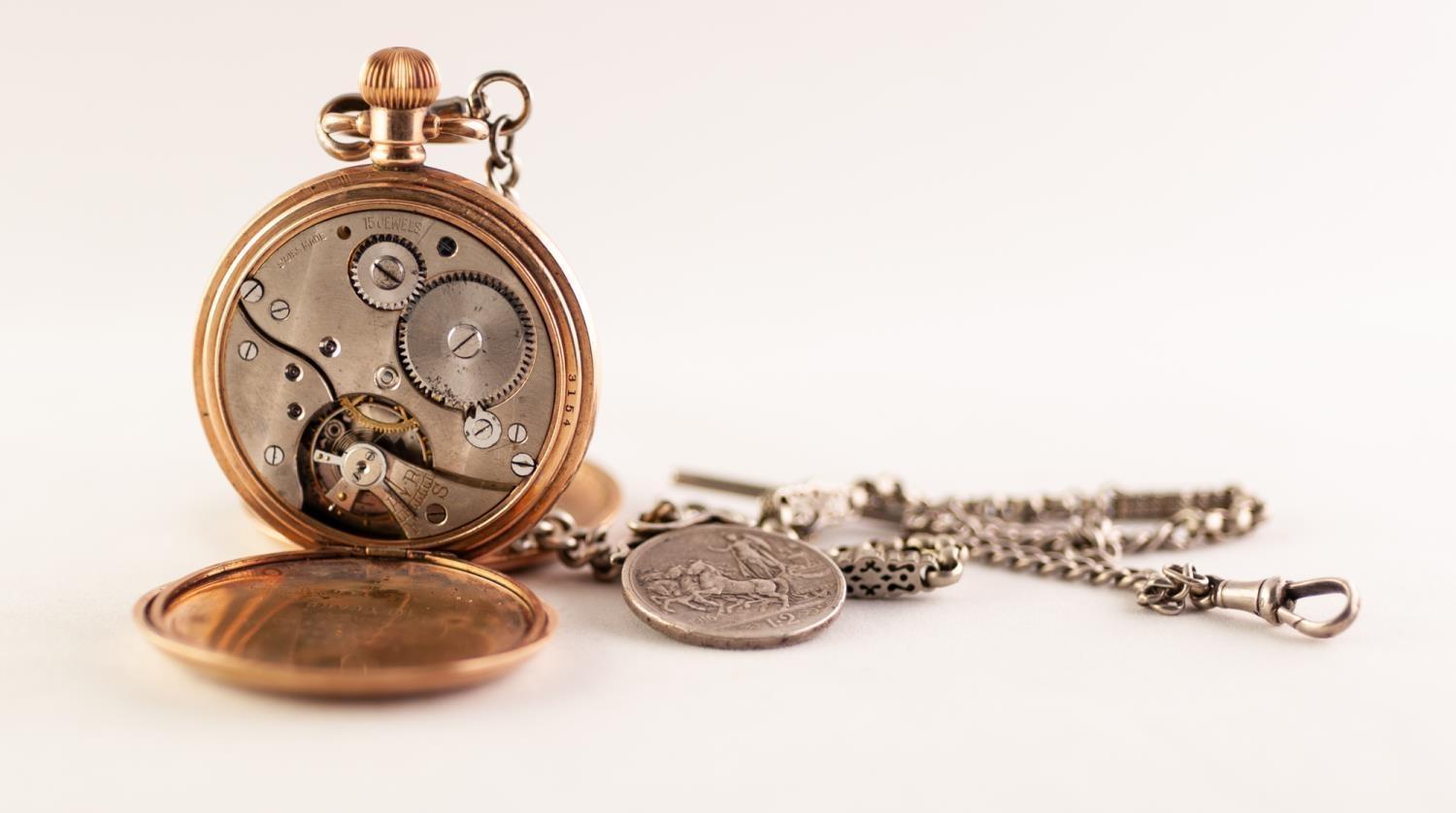 ROLLED GOLD HUNTER POCKET WATCH with Swiss 15 jewel keyless movement, plain case and the VICORIAN - Image 2 of 2