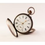 SILVER OPEN FACE POCKET WATCH White enamel dial with Roman numeral hour markers, subsidiary