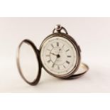 MARINE DECIMAL 47412 CHRONOGRAPH WARRANTED SILVER OPEN FACE POCKET WATCH White enamel dial with
