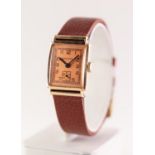 AN EMERSON WRISTWATCH 17 jewel Crawford Watch Co. movement, rectangular shape copper-tone signed