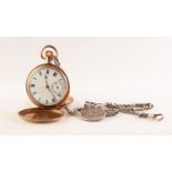 ROLLED GOLD HUNTER POCKET WATCH with Swiss 15 jewel keyless movement, plain case and the VICORIAN