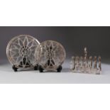 GEORGE V SILVER SIX DIVISION TOAST RACK BY JAMES DEAKIN & SONS, Sheffield 1932, 2.5oz, together with