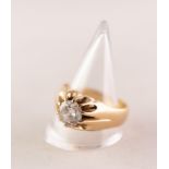 GENT'S 18ct GOLD RING SET WITH A ROUND BRILLIANT CUT SOLITAIRE DIAMOND, in a ten claw setting,