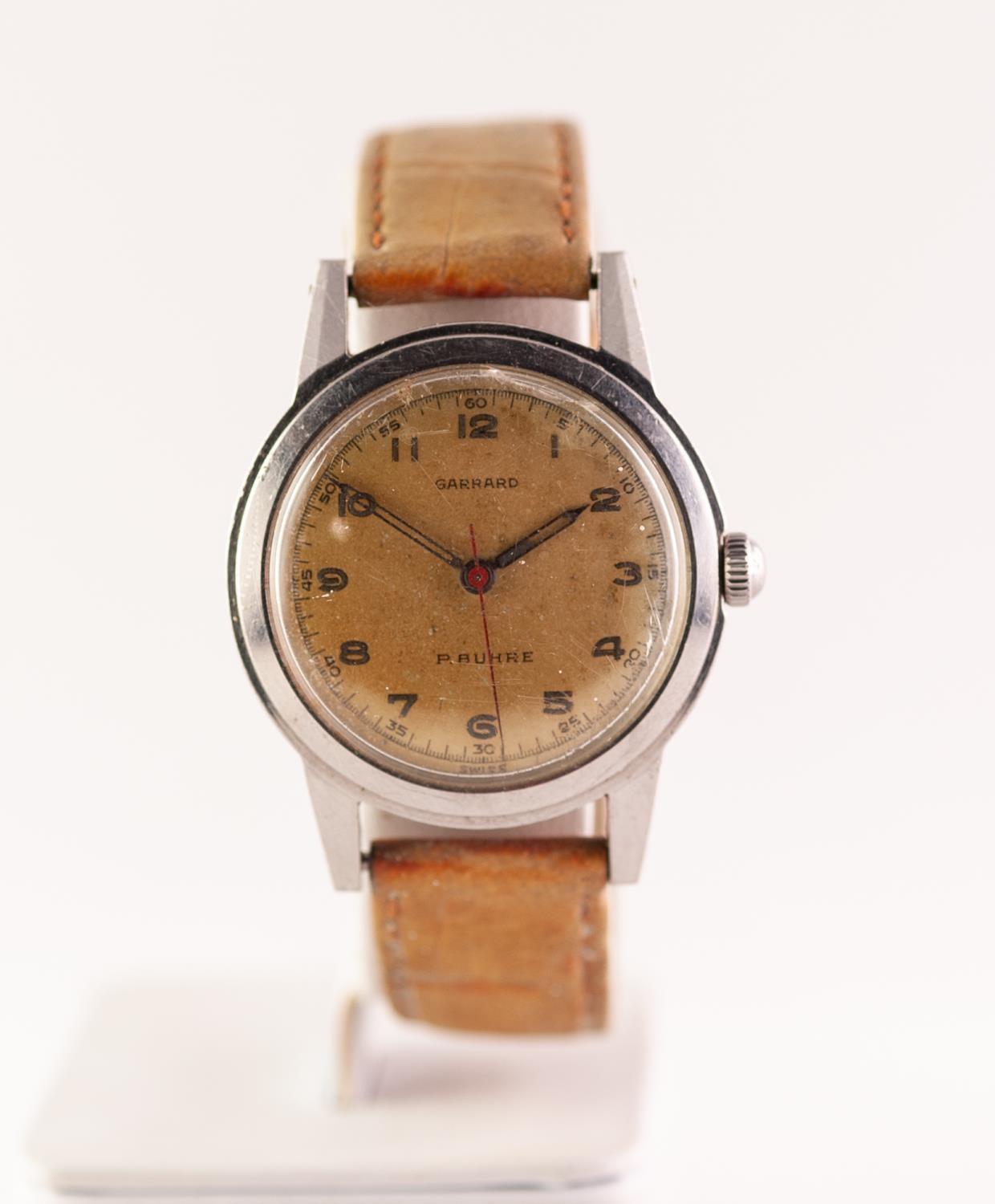 A GENTS STAINLESS STEEL GARRARD P BUHRE AUTOMATIC WRISTWATCH The cream dial with Arabic hour - Image 2 of 3