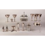 MIXED LOT OF ELECTROPLATE, to include: SET OF SIX FALSTAFF GOBLETS, MATCHING PAIR OF SAUCER