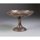 GEORGE V PRESENTATION SILVER PEDESTAL BON BON DISH, with scalloped border, waisted stem and