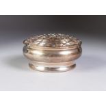 MODERN SILVER SMALL ROSE BOWL WITH GRILLE, 1 ¾? (4.4cm) high, 4? (10.2cm) diameter, Birmingham 1988,