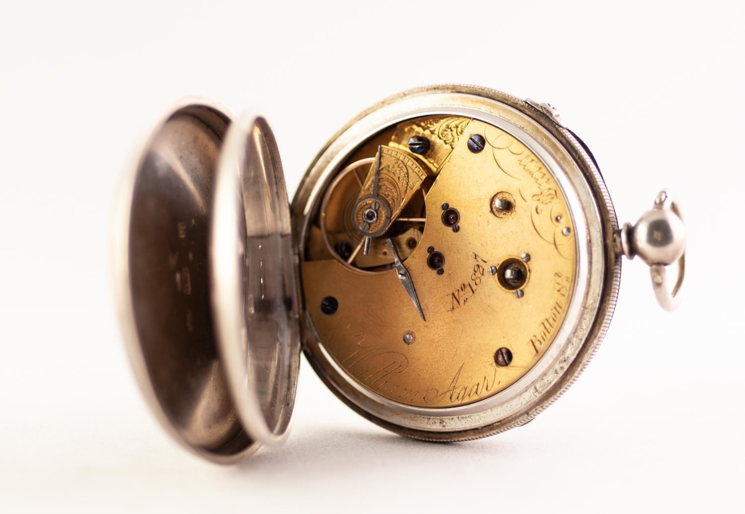 WILLIAM AGAR, BOLTON ST, BURY. SILVER OPEN FACE POCKET WATCH Movement numbered 1827, cream enamel - Image 2 of 2