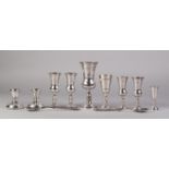 RUSSIAN .84 STANDARD SILVER COLOURED METAL SMALL CEREMONIAL GOBLET, of tapering form with knopped