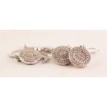 DIAMOND AND SILVER BRACELET AND MATCHING EARRINGS, disc shaped, pave set with 86 diamonds (approx (