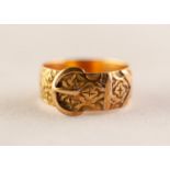 VICTORIAN 18ct GOLD BUCKLE RING chased with paterae, Birmingham 1893, 5 gms, ring size M/N
