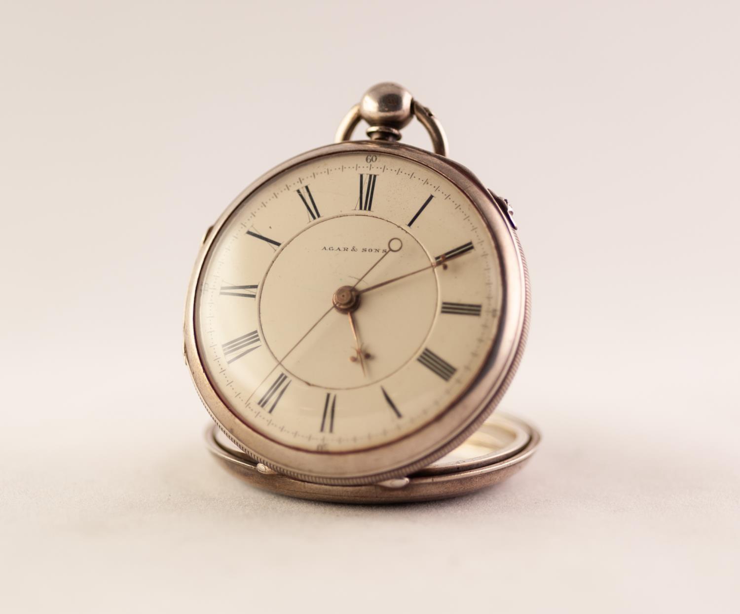 WILLIAM AGAR, BOLTON ST, BURY. SILVER OPEN FACE POCKET WATCH Movement numbered 1827, cream enamel