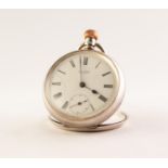 A.C. RENK, SALFORD, SILVER OPEN FACE POCKET WATCH, 7 JEWEL MOVEMENT White enamel dial with Roman