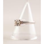 18ct WHITE GOLD RING SET WITH A ROUND BRILLIANT CUT SOLITAIRE DIAMOND, approximately 3/4ct, in a