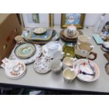 A SELECTION OF POTTERY AND CHINA TO INCLUDE; COMMEMORATIVE BEAKERS AND CUPS, POTTERY EGG CUPS,