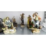 A. BORSATO, MILAN, ITALIAN PORCELAIN FIGURE OF A TRAMP, SEATED ON A BENCH, 6 1/2" AND ANOTHER OF A