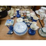 DECORATIVE CHINA AND POTTERY INCLUDING; SHELLEY SQUARE BUTTER DISH AND COVER, CONTINENTAL SOUVENIR