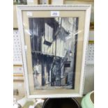 L. PRIESTLEY WATERCOLOUR DRAWING STREET SCENE WITH TWO FIGURES SIGNED AND DATED 1982 15" X 9"