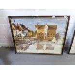 H. ORRELL OIL PAINTING ON BOARD SUFFOLK HARBOUR SCENE WITH SAILING BOAT SIGNED AND DATED 1970 18"