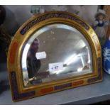 A SMALL GILT FRAMED SEMI-CIRCULAR EASEL MIRROR