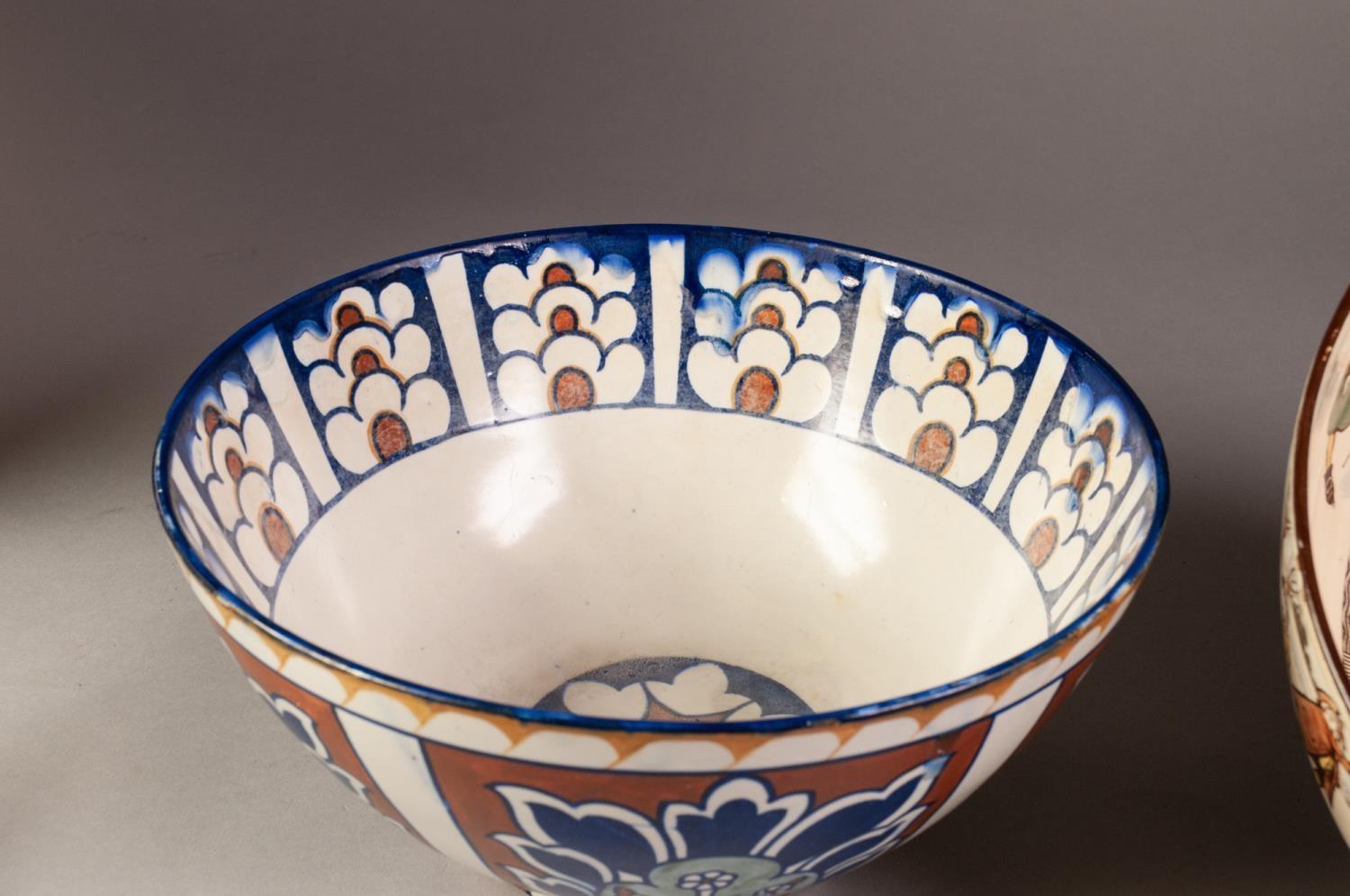 EARLY 20th CENTURY ROYAL DOULTON SERIES WARE POTTERY BOWL, 'Pryde goeth before a fall', decorated - Image 5 of 5