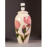 MOORCROFT ?MAGNOLIA? TUBE LINED POTTERY TABLE LAMP BASE, of slender ovoid form, decorated in tones