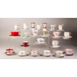 TWENTY VARIOUS MOSTLY GERMAN and other porcelain cabinet cups and saucers also a pair of modern