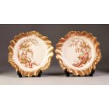ROYAL WORCESTER FOR TIFFANY & Co, PAIR OF LATE VICTORIAN CHINA DESSERT PLATES, each of moulded, wavy