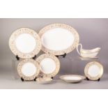 FORTY FOUR PIECE WEDGWOOD GOLD FLORENTINE PATTERN CHINA DINNER SERVICE FOR EIGHT PERSONS,