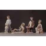 FOUR LLADRO PORCELAIN FIGURES, comprising: ?ASIAN SCHOLAR?, quill loose, ?MY LOYAL FRIEND?, both