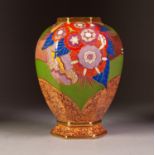 STYLISH 1930s CARLTON WARE POTTERY HEXAGONAL OVOID VASE, pattern no. 3387, also numbered S/2695, 7