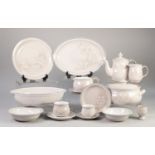 DENBY STONEWARE 'TASMIN' PATTERN DINNER AND TEA WARES OF 75 PIECES INCLUDING LIDS, VIZ TEA SET OF