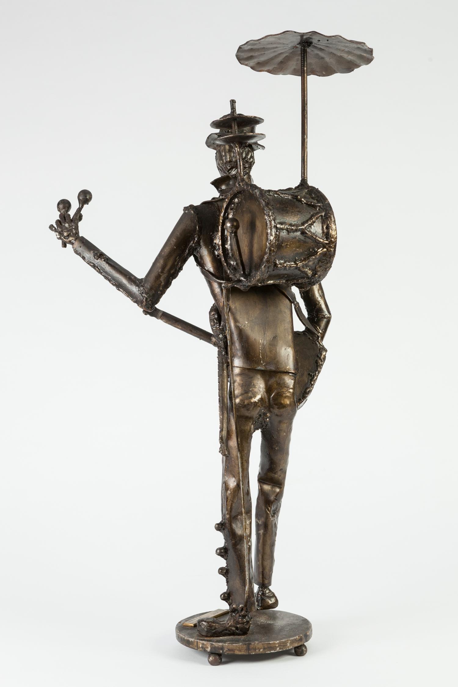 F.J. AKERS (MODERN) BRONZE PATINATED WHITE METAL SCULPTURED FIGURE Entitled 'The Maestro' applied - Image 2 of 2