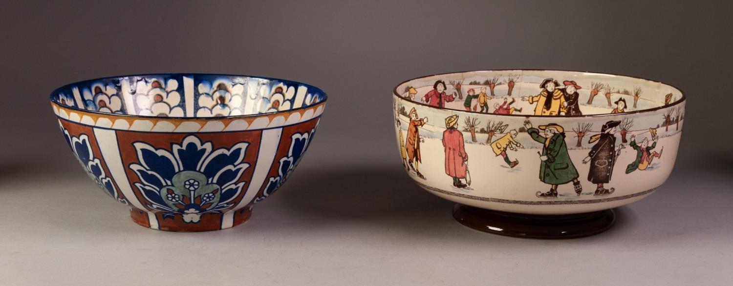 EARLY 20th CENTURY ROYAL DOULTON SERIES WARE POTTERY BOWL, 'Pryde goeth before a fall', decorated