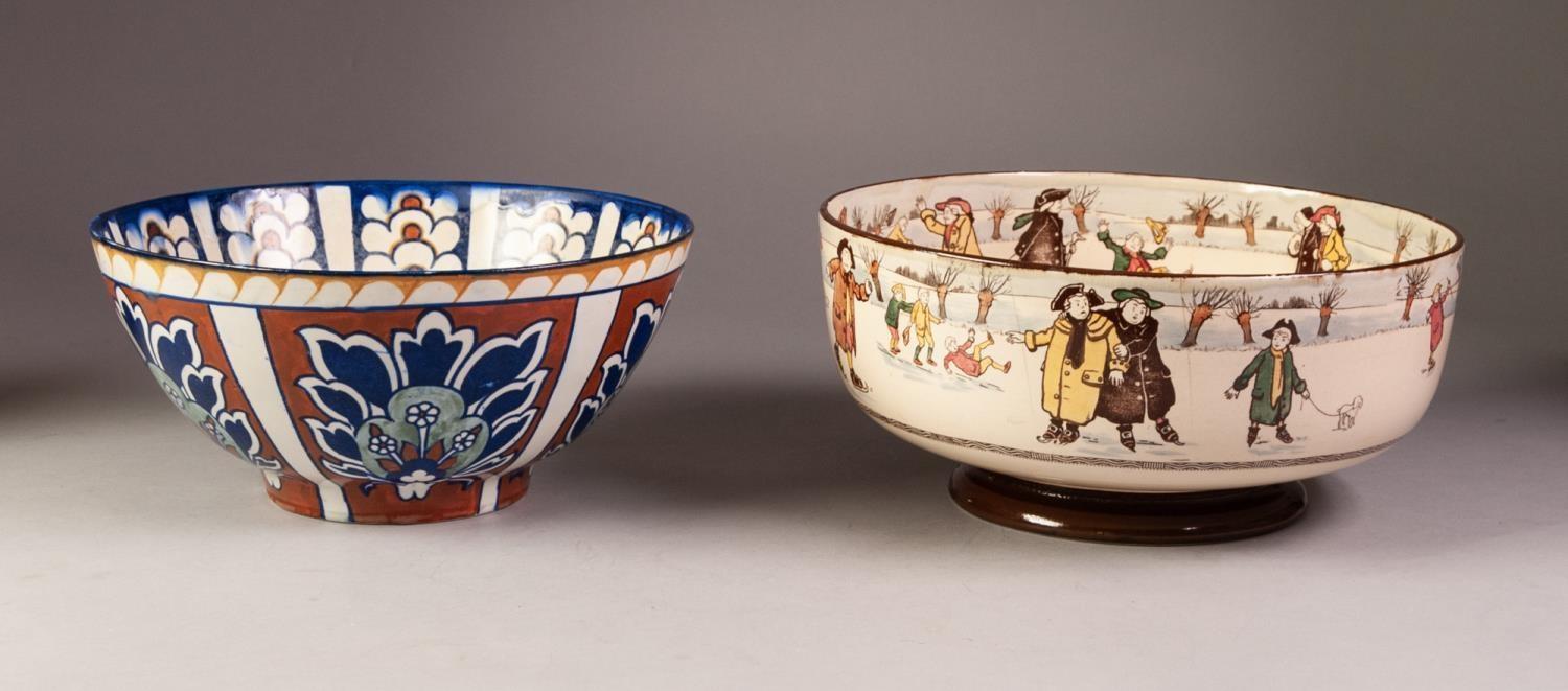 EARLY 20th CENTURY ROYAL DOULTON SERIES WARE POTTERY BOWL, 'Pryde goeth before a fall', decorated - Image 3 of 5