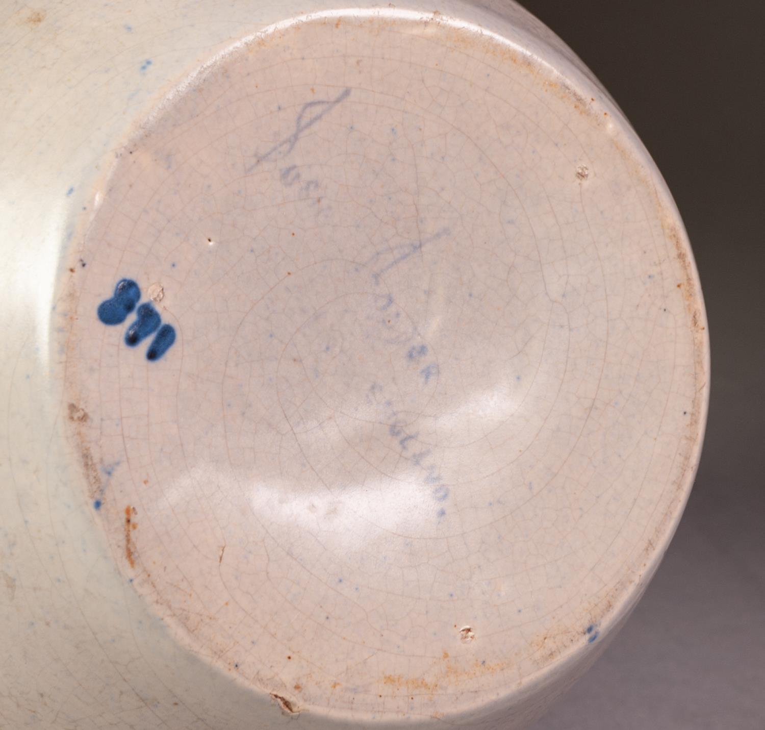 SUSIE COOPER MOULDED POTTERY VASE, of ovoid form, painted in muted tones with a band of tube lined - Image 4 of 4