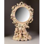 20th CENTURY CARL THIEME DRESDEN PORCELAIN DRESSING TABLE MIRROR neo rococo scrolliate form animated