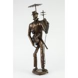 F.J. AKERS (MODERN) BRONZE PATINATED WHITE METAL SCULPTURED FIGURE Entitled 'The Maestro' applied