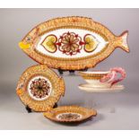 FOURTEEN PIECE HENRIOT QUIMPER POTTERY FISH SERVICE FOR TWELVE PERSONS, comprising: OVAL PLATTER,