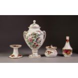 AYNSLEY PEMBROKE CHINA TWO HANDLED VASE AND DOMED COVER reproducing an 18th century Aynsley