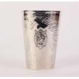 LATE VICTORIAN HALMARKED SILVER BEAKER PATTERN TROPHY CUP FROM THE WALTON ON THAMES REGATTA 1887,