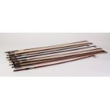 EIGHT VARIOUS VIOLIN BOWS in need of restoration one stamped Imperial
