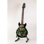 UNBRANDED TWELVE STRING ELECTRIC GUITAR, in fading green colourway, with nickel hardware and four