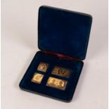 BOXED SET OF FOUR SILVER GILT REPLICA STAMPS, viz George V half penny, Edward VIII half penny,