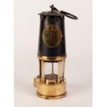 PROTECTOR LAMP AND LIGHTNING Co ECCLES miners safety lamp in brass and steel with handle 12 1/2" (