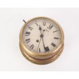 SMITHS MID 20th CENTURY BRASS MOUNTED 8 DAY SHIP'S TYPE BULKHEAD CLOCK, white Roman dial with