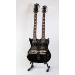 ATRICS, SIX AND TWELVE STRING TWIN NECK ELECTRIC GUITAR, in black colourway with chrome and black